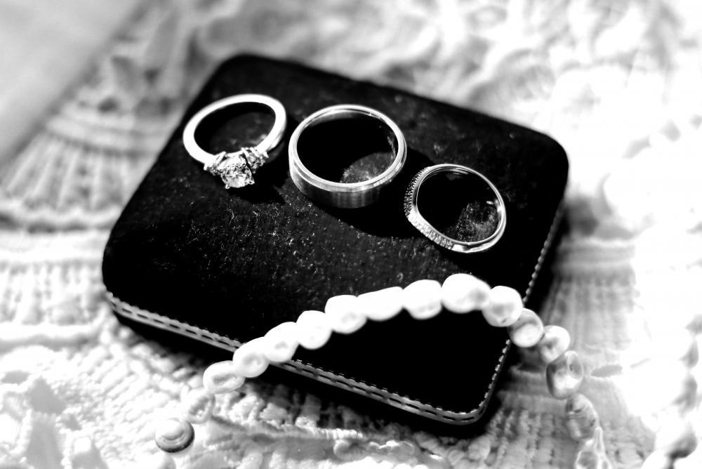 Three rings and a necklace